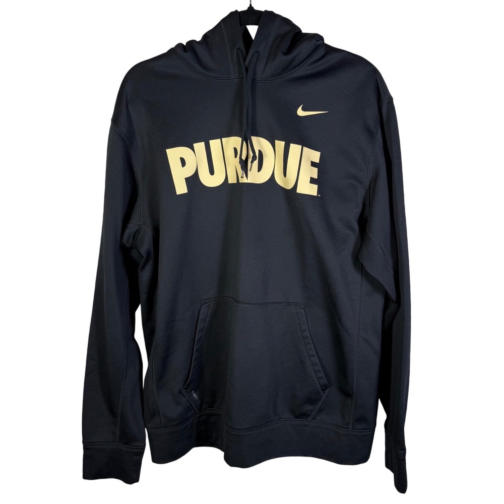 Nike Purdue Boilermakers Therma-Fit Hoodie Pullover Black Gold Size L